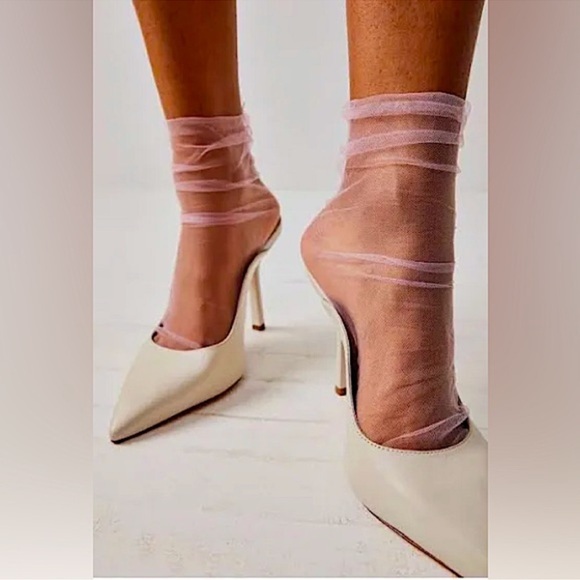 NWT Lot of 2 Free People The Moment Sheer Tulle Mesh Socks in Green & Purple‎ - Picture 9 of 11